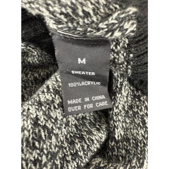 AB Studio Size M OpenFront Casual Sweater Gray Black Long Sleeve Outdoor - Picture 6 of 8